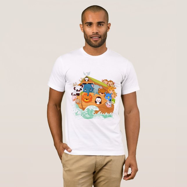 Camiseta Animais no t-shirt dos homens da arte de Noahs (Frente Completa)