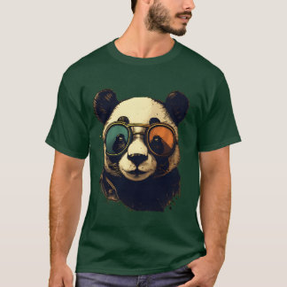 Camiseta Animais Panda Usando Óculos de Sol