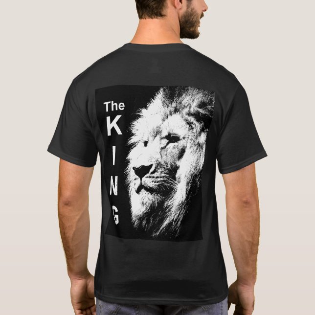 Camiseta Animais Pop de Arte Moderna de Leão Elegante Mascu (Verso)