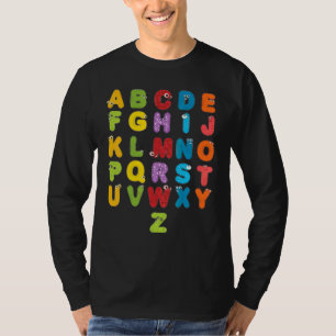 Camiseta Animais Pré K Jardim de Infância Alfabeto Volta às
