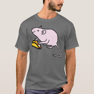 Camiseta Animais Rosa com Rato Cortado Comida ganharam Taco