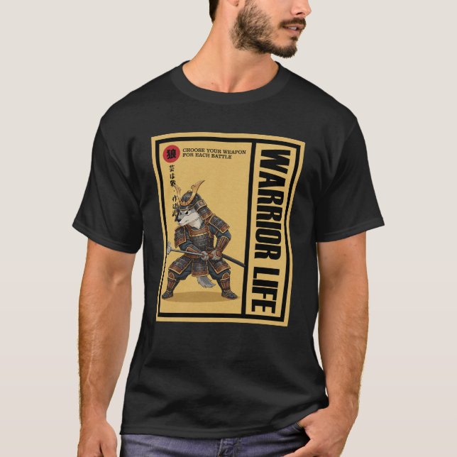 Camiseta Animais Samurai Arma Lobo (Frente)