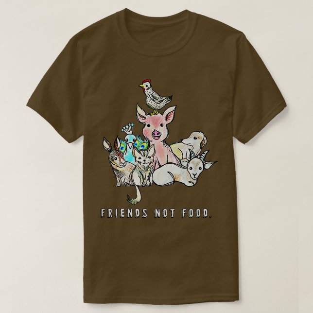 Camiseta Animais são Amigos e não Comida Vegan V (Frente do Design)