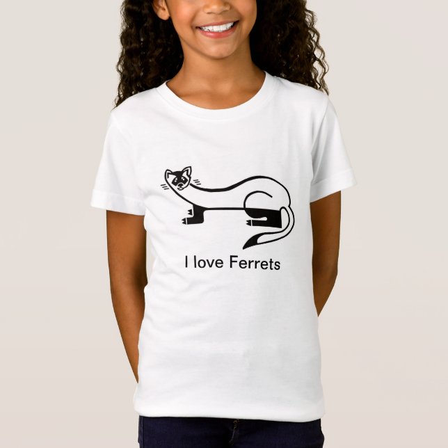 Camiseta Animais selvagens - Adoro FERRETS - Vida selvagem  (Frente)
