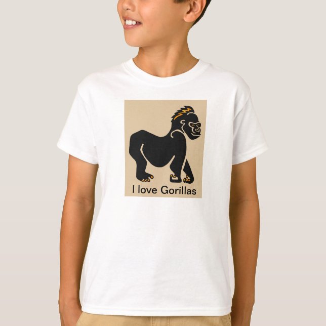 Camiseta Animais selvagens - Amo GORILLAS - Ape - Primato- (Frente)