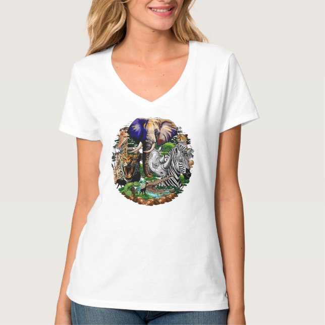 Camiseta Animais Selvagens da savana africana (Frente)