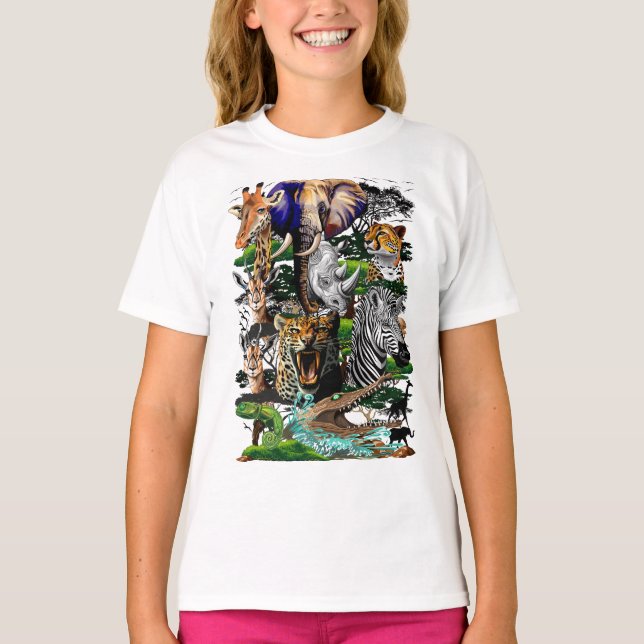 Camiseta Animais Selvagens da savana africana (Frente)
