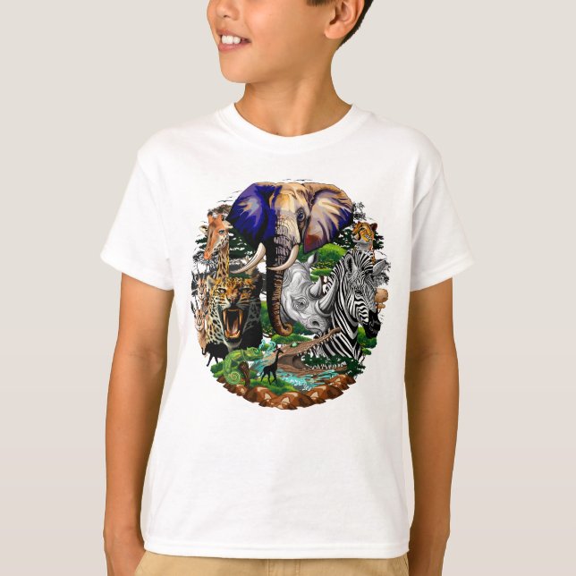 Camiseta Animais Selvagens da savana africana (Frente)