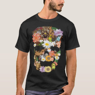 Camiseta Animais Selvagens da Selva Flores Caveira Metal P