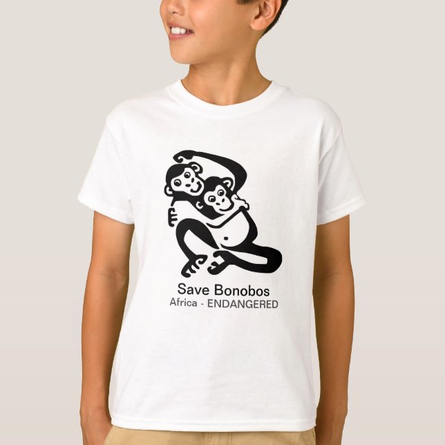 Camiseta Animais selvagens - Save BONOBOS - Chimpanzé - Áfr (Frente)