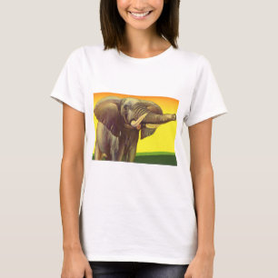 Camiseta Animais Selvagens Vintage, Elefante Africano com P