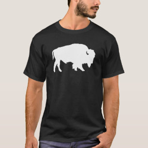 Camiseta Animal branco da sombra da silhueta do búfalo