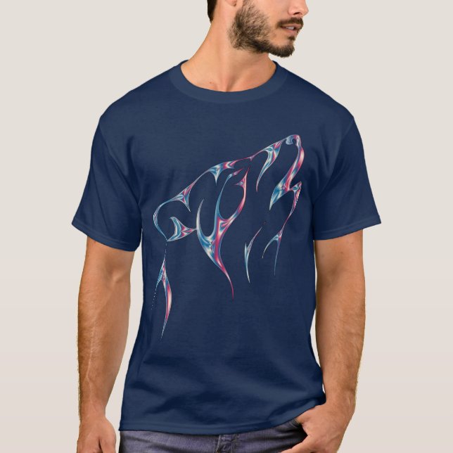 Camiseta Animal da Espírito do Lobo Iridescente (Frente)