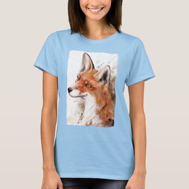Camiseta Animal da Floresta de Arte Vermelha Fox Wall (Frente)