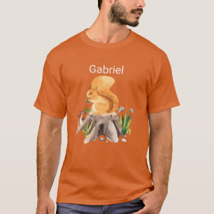 Camiseta Animal da floresta esquilo com nome Gabriel engraç
