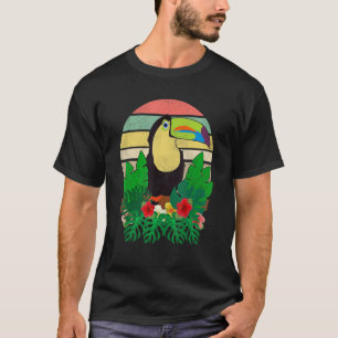 Camiseta Animal da Floresta Tropical Retrô Pássaro Tropical