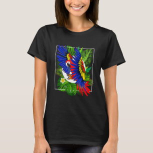 Camiseta Animal da Selva Tropical Folhas Exóticas Pássaro A