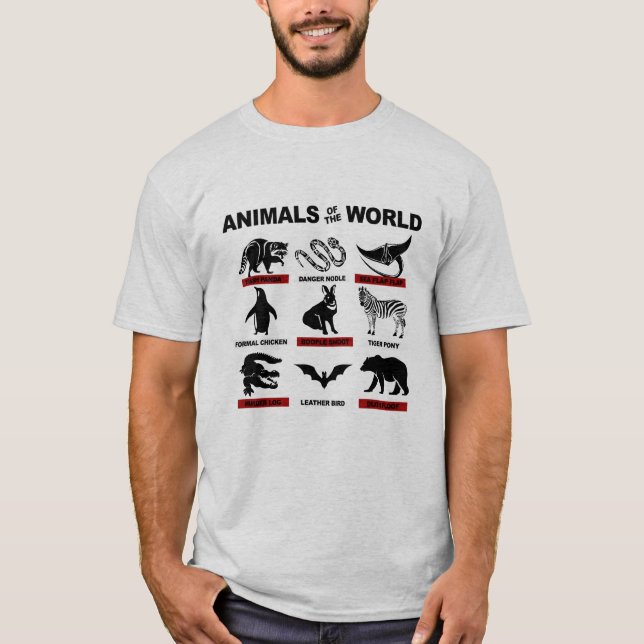 Camiseta animal do mundo que derruba panda noodle perigoso (Frente)