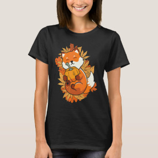 Camiseta Animal do Zoológico Raposa Outono Folhas Caindo Fl