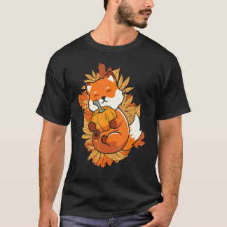 Camiseta Animal do Zoológico Raposa Outono Folhas Caindo Fl