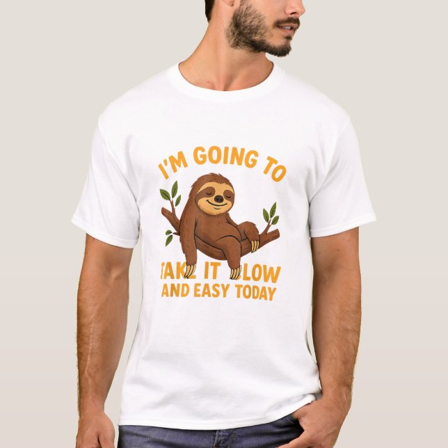 Camiseta Animal Engraçado Preguiça Leva a Vida Devagar e Fá (Frente)