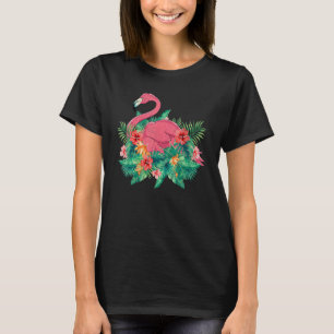 Camiseta Animal Flores Tropicais Pássaro Floral Rosa Flam