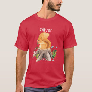 Camiseta Animal florestal esquilo com nome Oliver presente