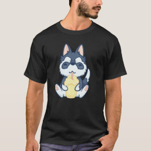 Camiseta Animal Fofo Husky Malamute Bebendo