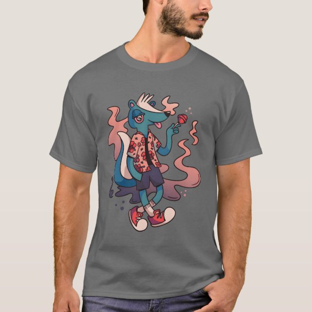 Camiseta ANIMAL Gambá COMENDO Presente DOCE (Frente)