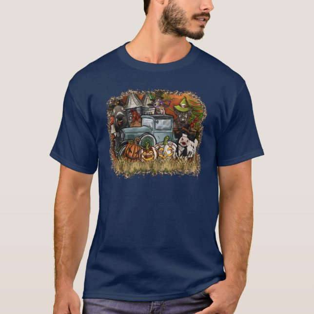 Camiseta Animal Halloween retrô (Frente)