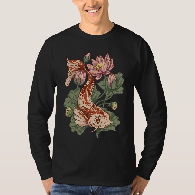 Camiseta Animal  Koi Fish  Flowers s (Frente)