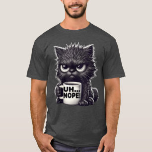 Camiseta Animal Mal-humorado Uh Não Gato Café ee Gato Diver