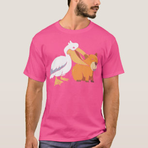 Camiseta Animal Pun Pelican tenta comer Capybara