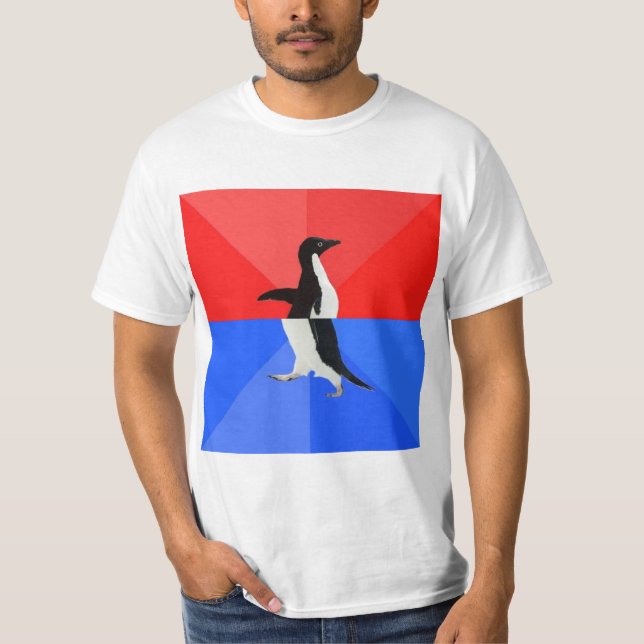 Camiseta Animal social confuso Meme do conselho do pinguim (Frente)