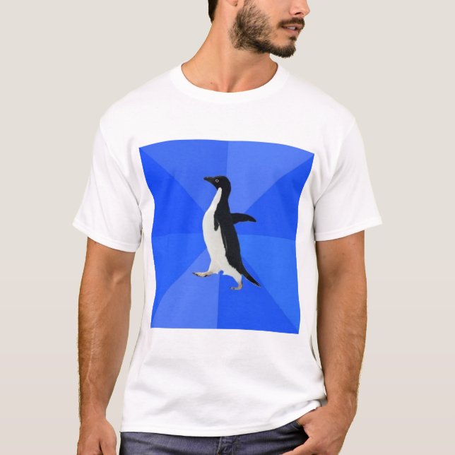 Camiseta Animal social inábil Meme do conselho do pinguim (Frente)