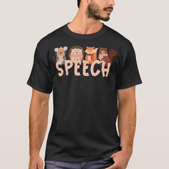 Camiseta Animal Speech Therapy Fall SLP Speech Language Pat (Frente)