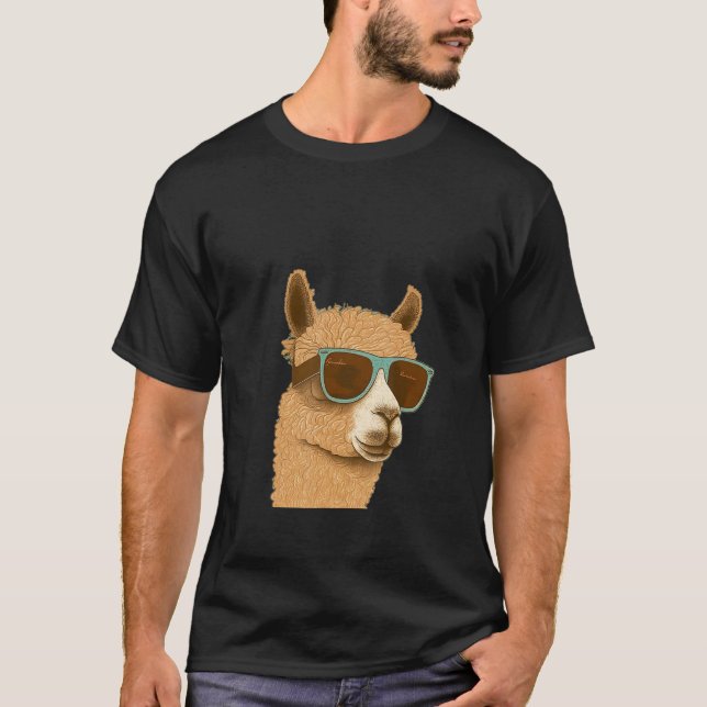 Camiseta Animals Graphic  Alpaca Wearing Sunglasses 2 (Frente)