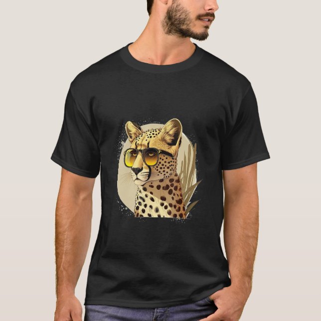 Camiseta Animals Graphic  Cheetah Wearing Sunglasses (Frente)