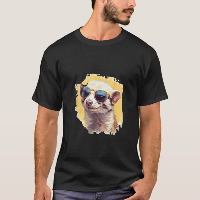 Camiseta Animals Graphic  Ferret Wearing Sunglasses 2 (Frente)