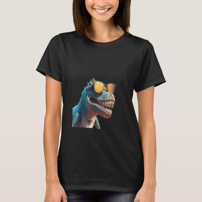 Camiseta Animals Graphic  rex Dinosaur Wearing Sunglasses (Frente)