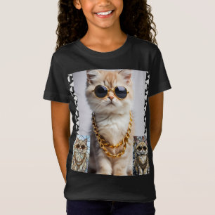 Camiseta Animalzinho Elegante Gatinha com Óculos de Sol –