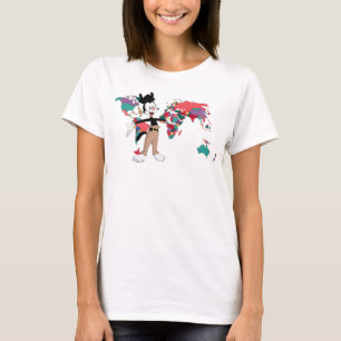 Camiseta Animaniacs Gráfico do Mapa Mundial de Yakko