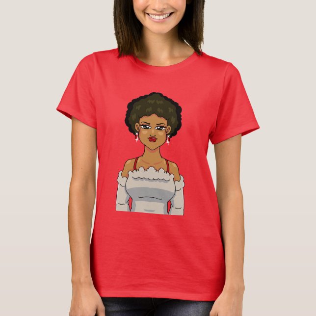 Camiseta Anime Afro Girl Portrait Cute Adorable BeautyBlack (Frente)