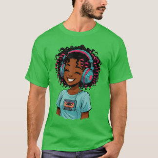 Camiseta Anime and Music Afro Black Girl Women Anime Africa