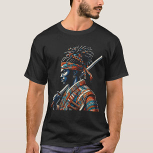 Camiseta Anime animado afro-americano Samurai japonês bushi
