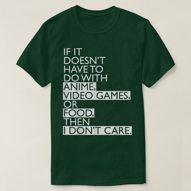 Camiseta Anime   Anime Video Games or Food  (Frente do Design)