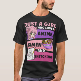 Camiseta Anime Apenas Uma Menina Que Ama Anime Ramen E Sket