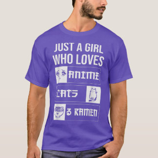 Camiseta Anime Apenas Uma Menina Que Ama Gatos De Anime E R