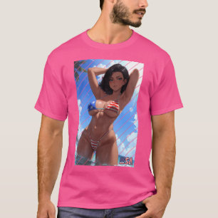 Camiseta Anime Arth Garota Bikini Beach America Girl