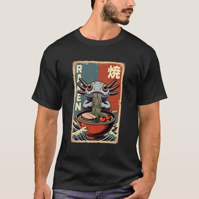 Camiseta Anime Axolotl Eating Ramen Japanese Cute & Funny K (Frente)